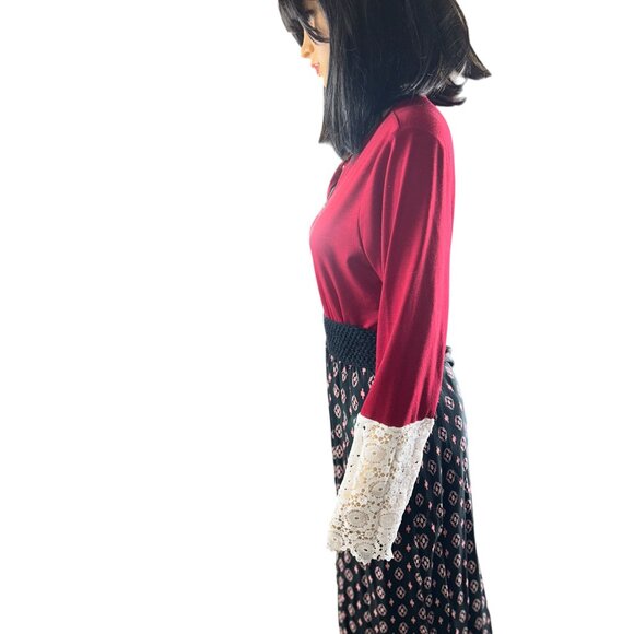 Front Zip Lace Bell Sleeve Fairycore Retro Boho Stylish Top - Picture 4 of 7